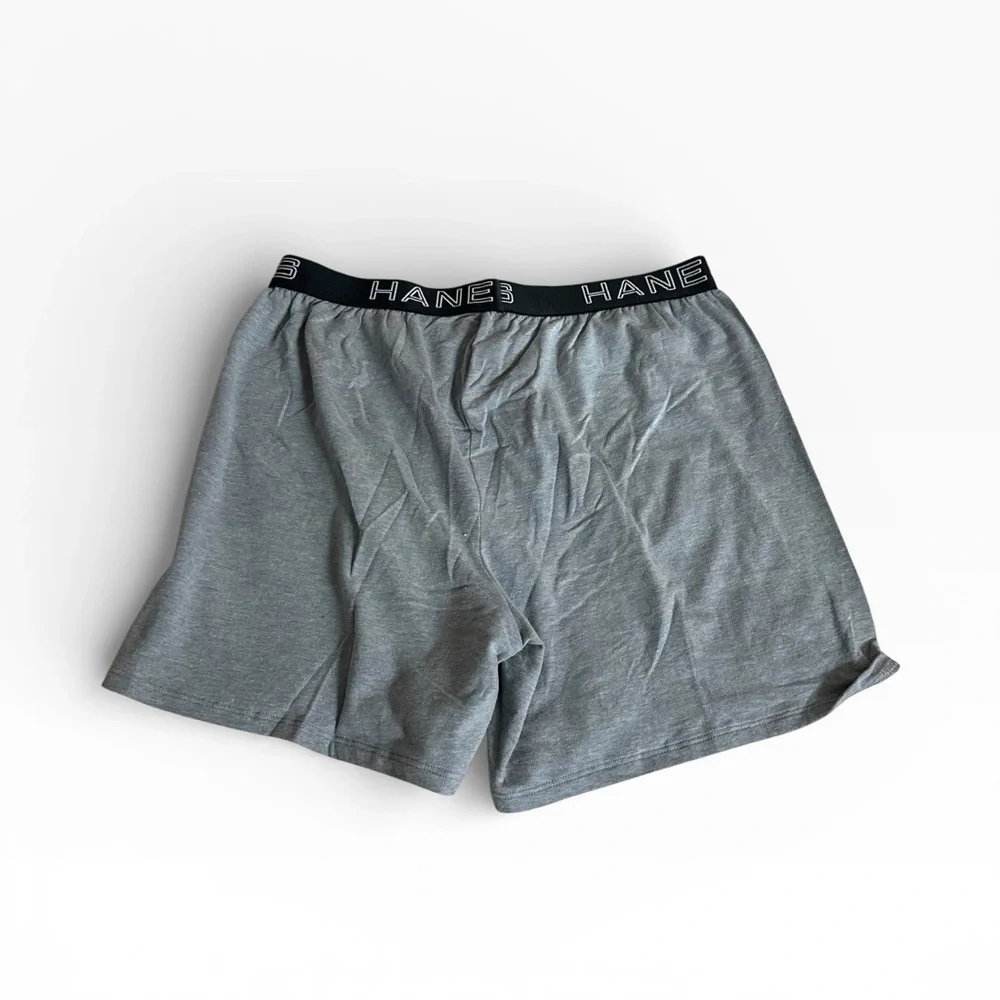 Hanes Gray Boxer Briefs with Black Branded Waistband
